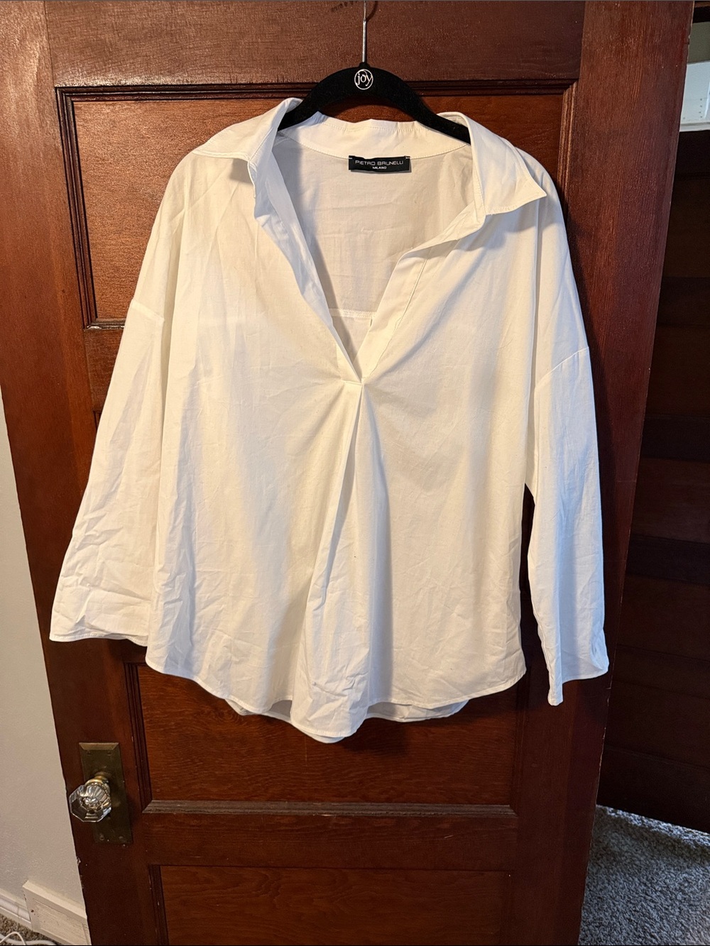 Pietro Brunelli White Button-Down Collared Women's Shirt